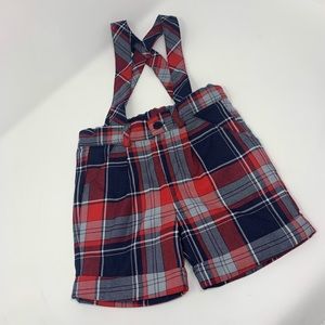 Patachou Suspender Shorts, Wool Herringbone